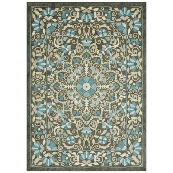 Mainstays Bright Persian Medallion Gray Blue Indoor Area Rug, 7' x 10'