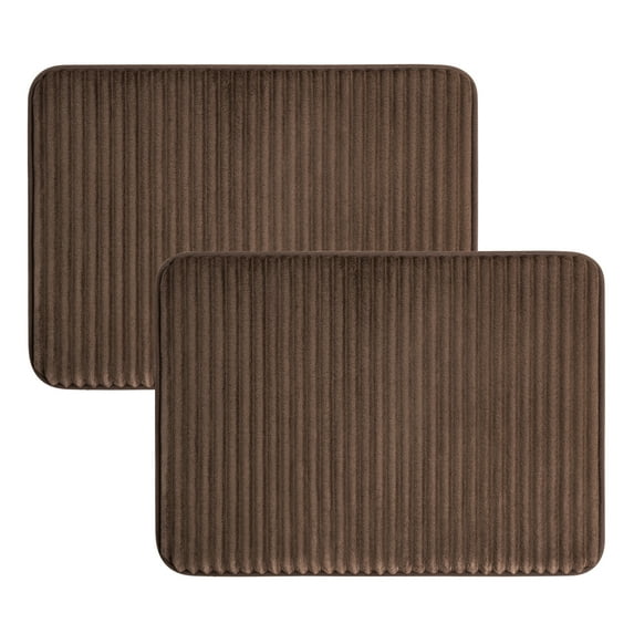 Mainstays Brown 2-Piece Performance Foam 17"x 24" Bath Rug Set