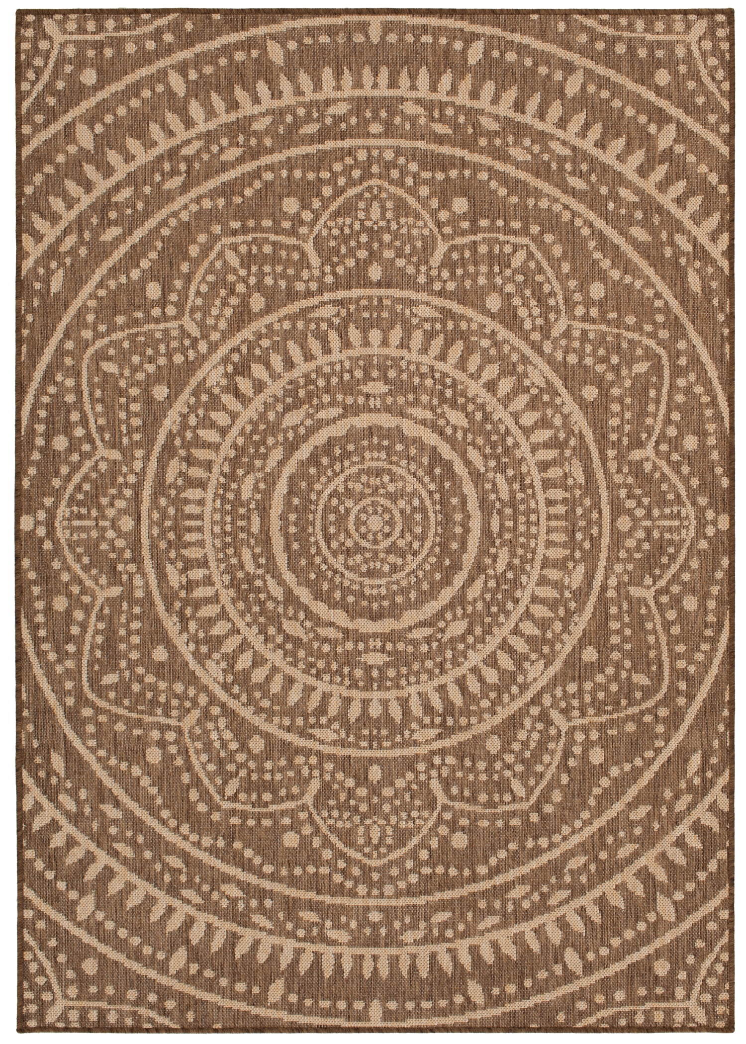 Mainstays Brown Global Medallion Indoor Outdoor Area Rug, 7'10