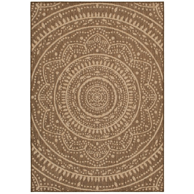 Mainstays Brown Global Medallion Indoor Outdoor Area Rug, 7'10"x10