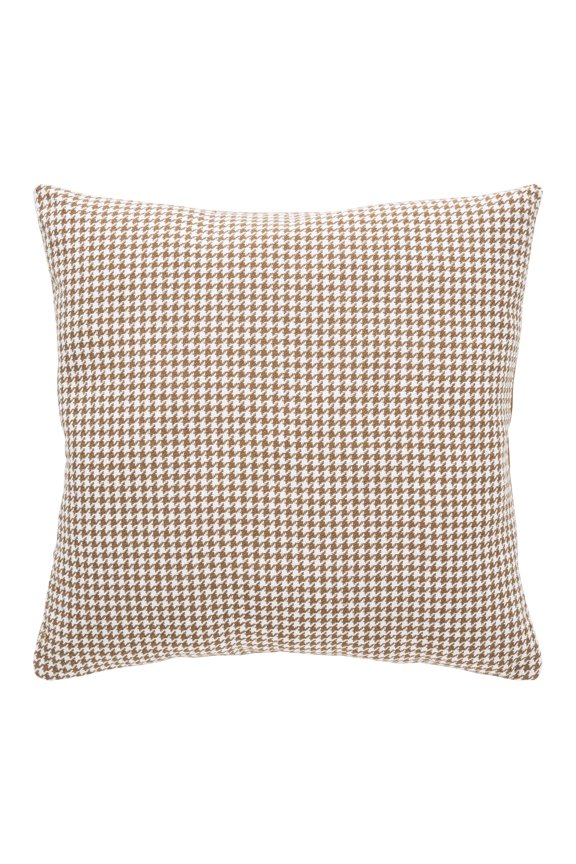 18" x 18" Brown Houndstooth Woven Decorative Pillow