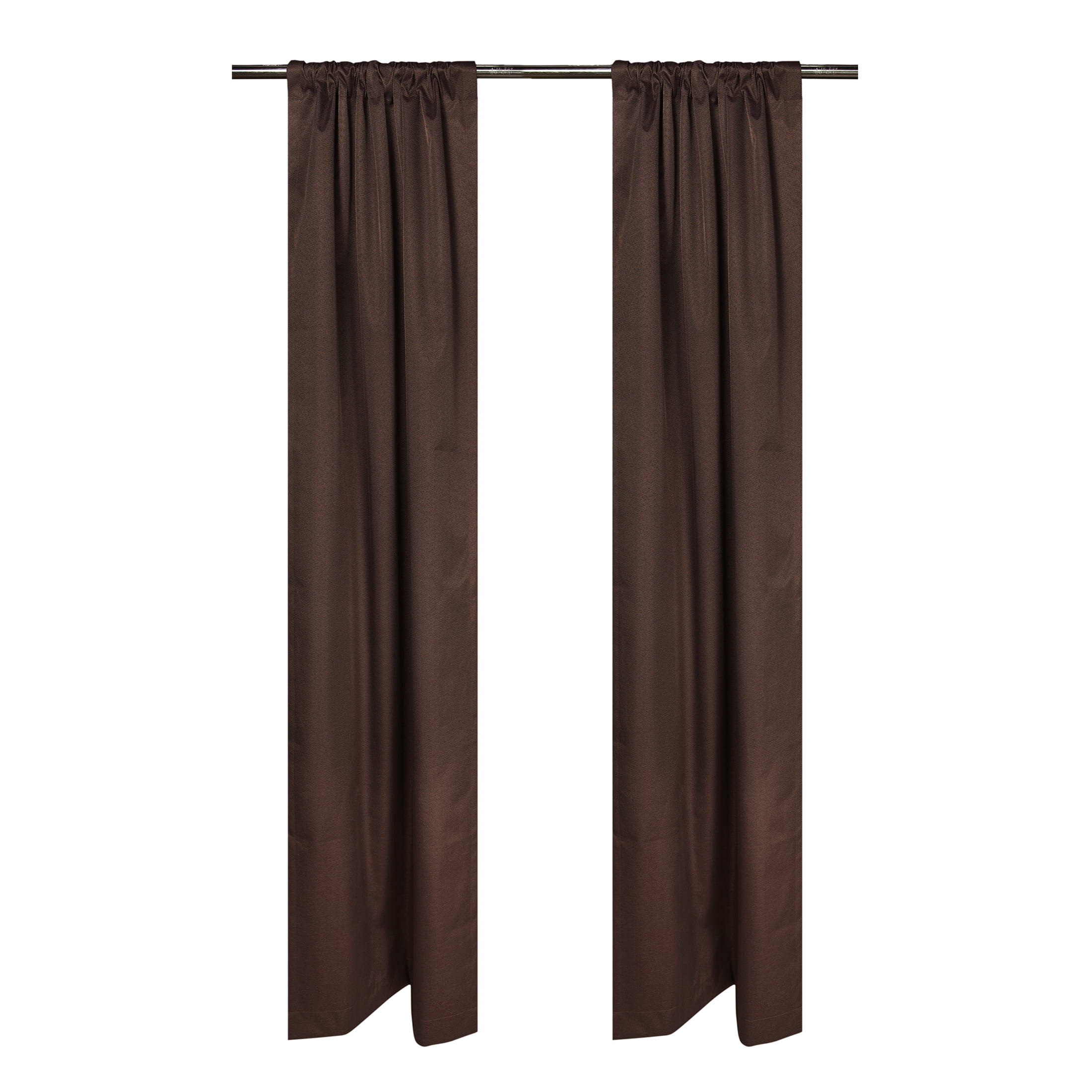 Mainstays Brown Solid Blackout Rod Pocket with Back Tabs Curtain Panel Pair, Set of 2, 30" W x 84" L