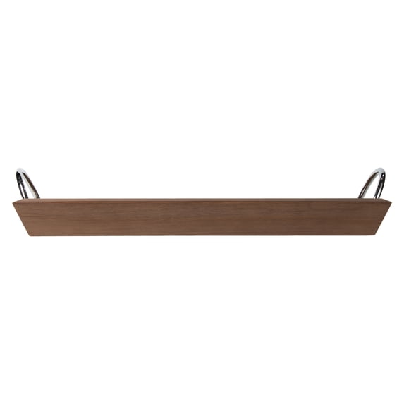Mainstays Brown Wooden 18" x 10" Tabletop Tray with Chrome Handles