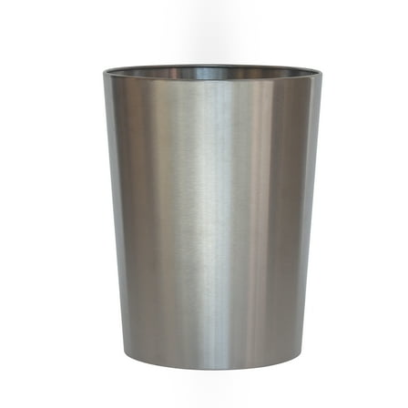 Mainstays Brushed Nickel Metal Bathroom Wastebasket, 2.2 gal