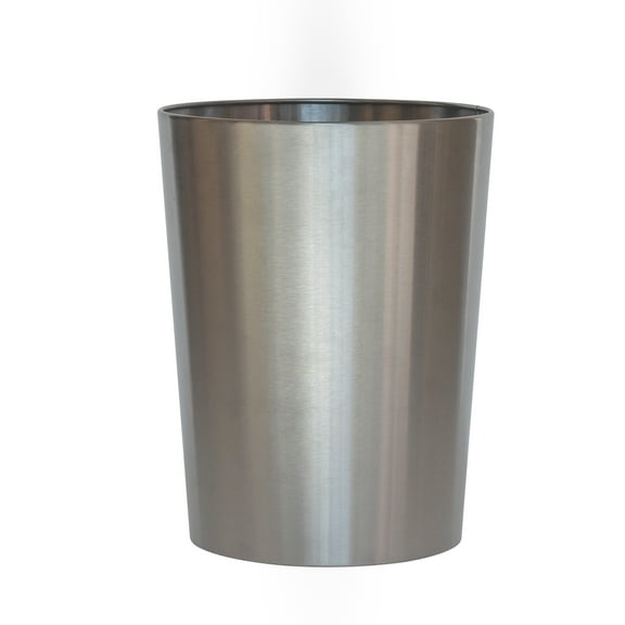 Mainstays Brushed Nickel Metal Bathroom Wastebasket, 2.2 gal