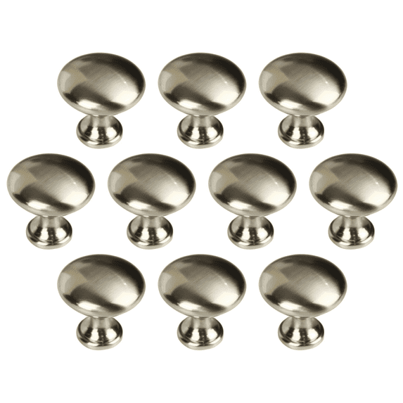Mainstays Brushed Nickel Round Mushroom Knob, Steel, 10 Pack