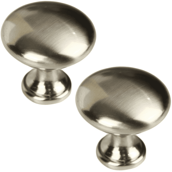 Mainstays Brushed Nickel Round Mushroom Knob, Steel, 2 pack