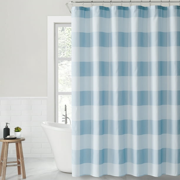 Mainstays Buffalo Blue Plaid Polyester Shower Curtain, 72