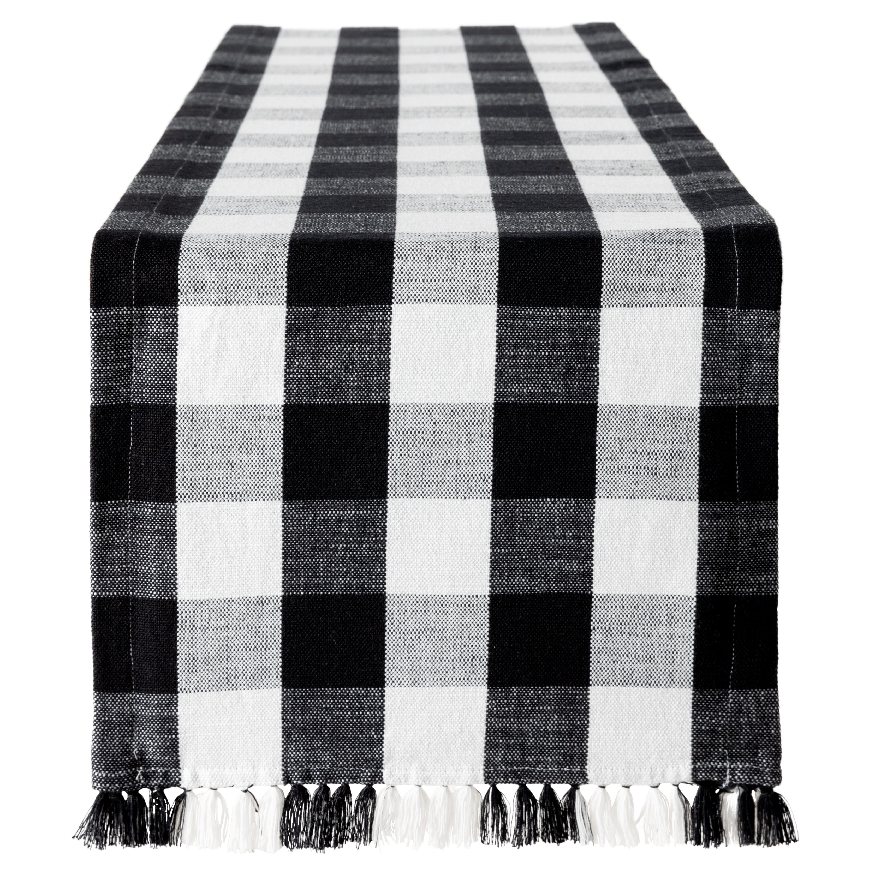 Black and White Cotton Buffalo Plaid Table Runner