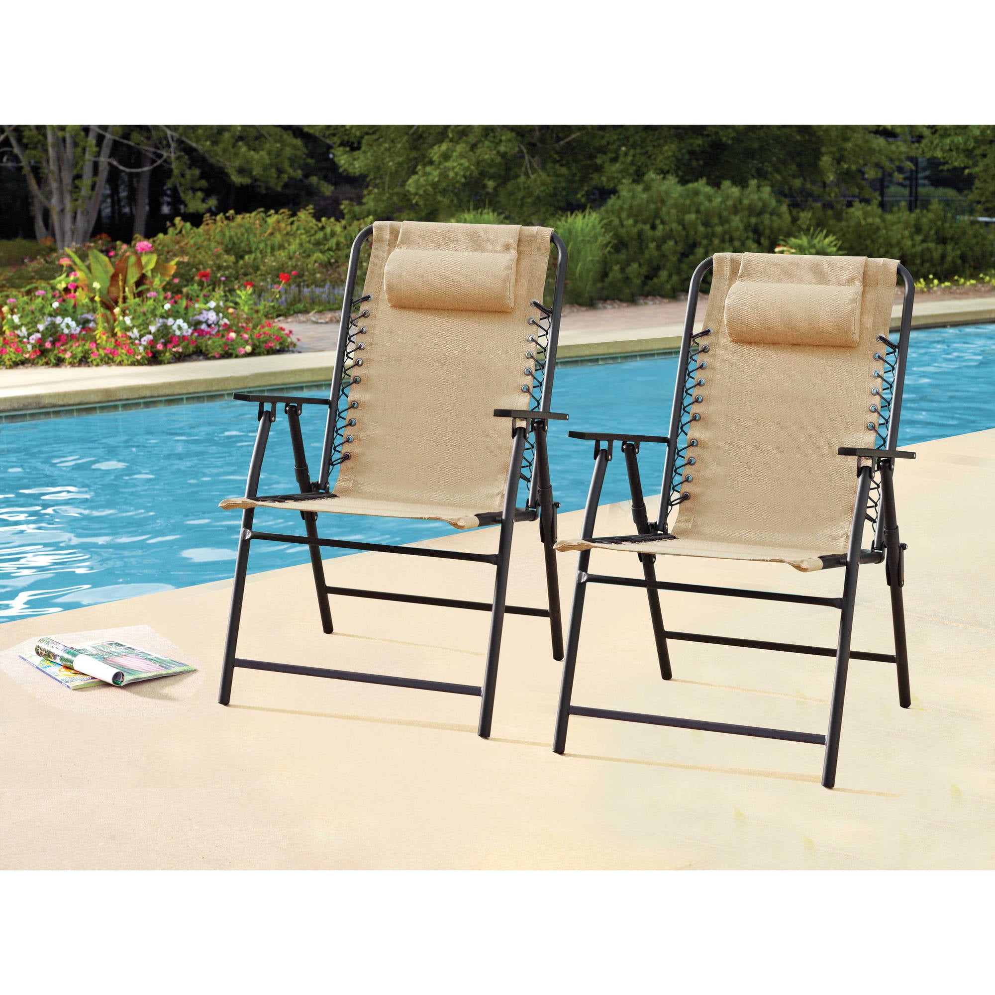 Mainstays Bungee Chairs 2pk dune Walmart