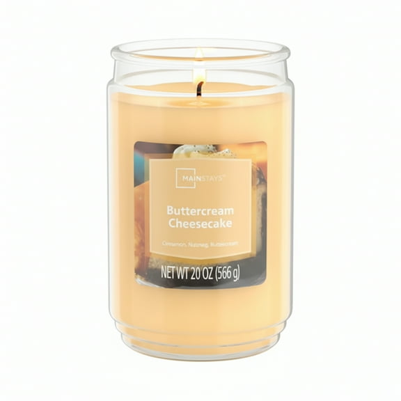 Mainstays Single-Wick Scented Jar Candle, Buttercream Cheesecake Jar, 20oz.