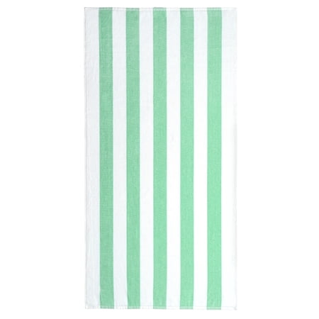 Mainstays Cabana Stripe Beach Towel, 58 in x 28 in, Mint Fluff