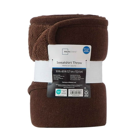 Mainstays Cozy Sweatshirt Chenille Throw Blanket, Caffeine Brown, 50" x 60"