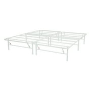 Mainstays Cal King 14 High Profile Foldable Steel Platform Bed Frame with Storage Space Under Frame, No Box Spring Required, White