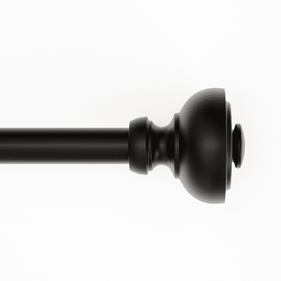 Mainstays 3/4” Black Cameron Urn Adjustable Single Curtain Rod Set, 30-84”