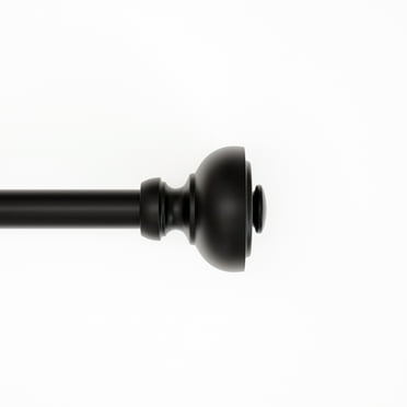 Mainstays ¾” Black Cameron Urn Adjustable Single Curtain Rod Set, 30-84”