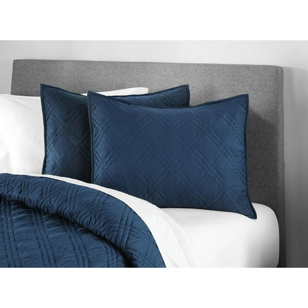 Mainstays Camille Modern Navy Diamond Woven Sham, King (1 Count