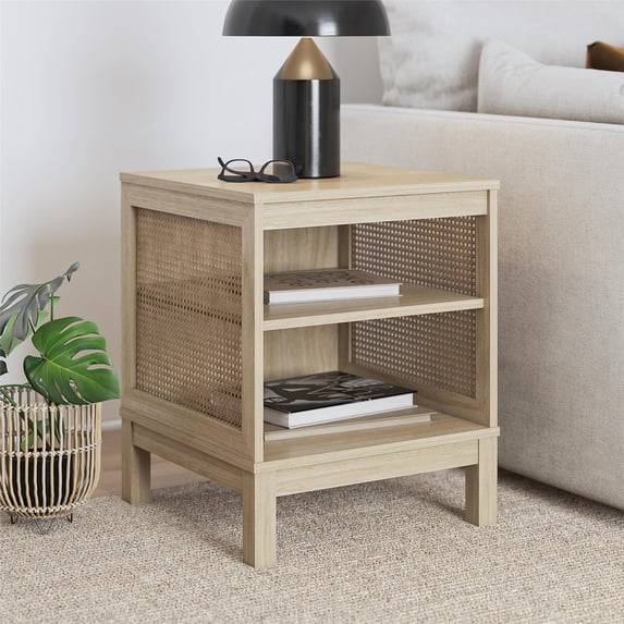 Mainstays Cane Side Table, Spring Pine