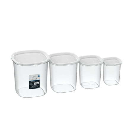 Mainstays Plastic Food Storage Canisters, 8 Pieces