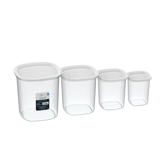 Mainstays Plastic Food Storage Canisters, 8 Pieces