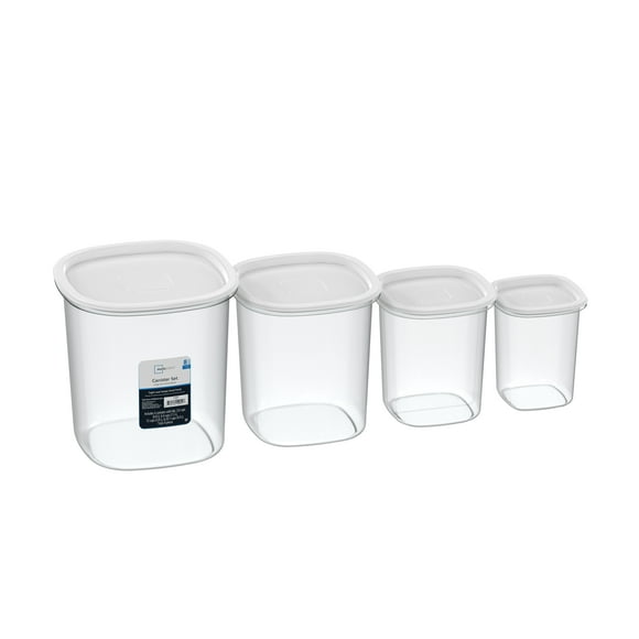 Mainstays 8-Piece Plastic Pantry Food Storage Container Set, Kitchen Pantry Organizer Canisters for Dry Food Storage and Pantry Organization