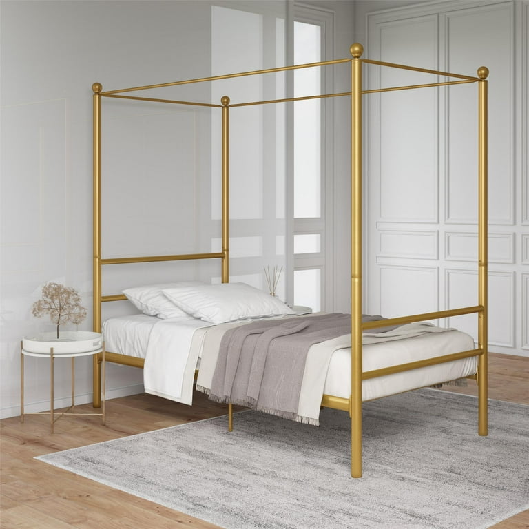 Mainstays Metal Canopy Bed Twin Gold Metal Walmart