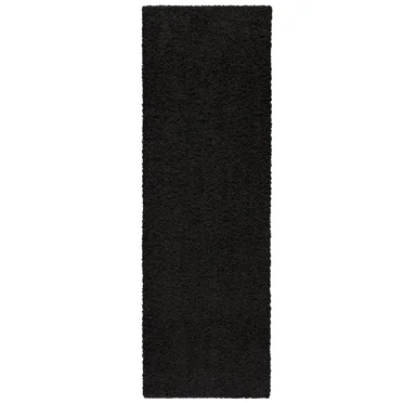 Mainstays Casual Solid Black Shag Indoor Runner Rug, 1'9"x5'