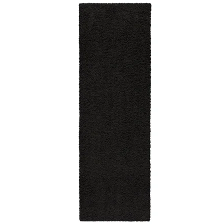 Mainstays Casual Solid Black Shag Indoor Runner Rug, 1'9"x5'