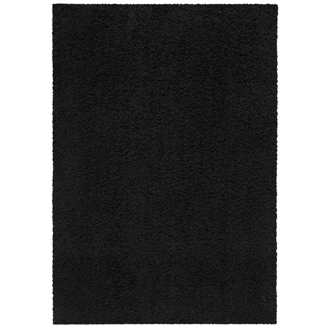 Mainstays Casual Solid Tufted Balck Shag Indoor Area Rug, 5' x 7