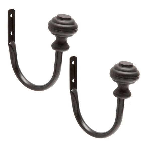 Mainstays Cedric Knob End Decorative Curtain Holdback Set, Black, Set of 2