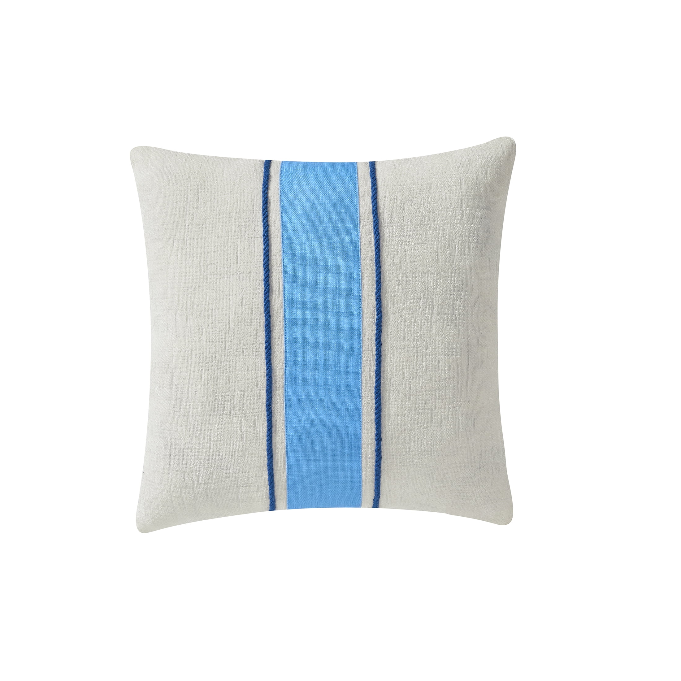 Mainstays Center Stripe Decorative Pillow, 18 in x 18 in, White and Blue
