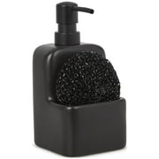 Mainstays Ceramic Kitchen Soap Dispenser with Pump and Sponge Holder, Sink Caddy Organizer for Dish Soap, Sponge and Cleaning Supplies, Black
