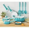 Mainstays Ceramic Nonstick 12 Piece Cookware Set, Teal Ombre - image 1 of 8