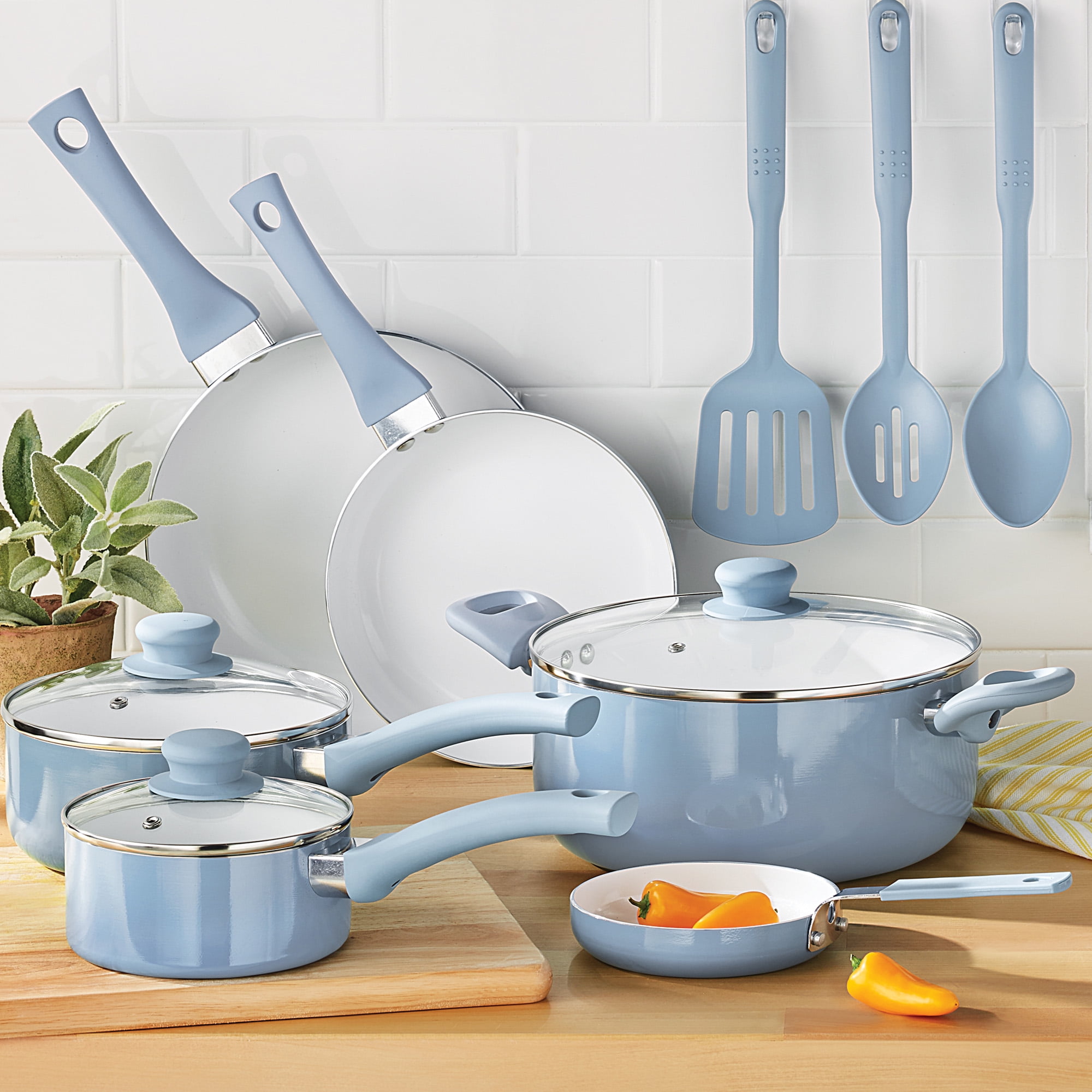 Pots and Pans Set with Detachable Handle - 12 Pcs Nonstick Ceramic