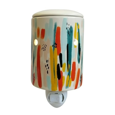 Mainstays Ceramic Pluggable Wall Wax Warmer with Watercolor Decal, Multi-Color