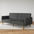 Mainstays Channel Tufted Futon, Convertible Sofa & Couch, Grey Linen