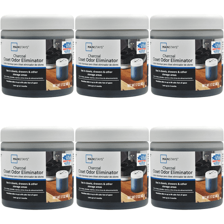 Mainstays Charcoal Odor Eliminator for Closets, Fragrance-Free, 17 oz, 6-Pack