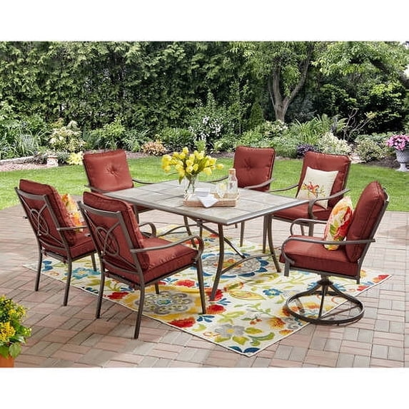 Mainstays Charleston Park 7-Piece Dining Set, Red