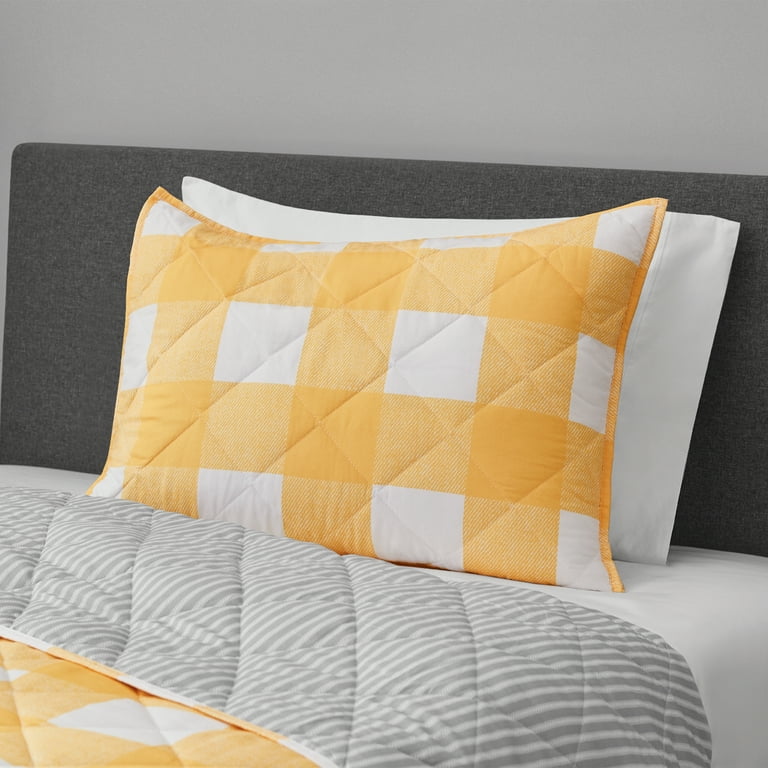 Mainstays Check Yellow Gingham Polyester Pillow Sham Standard 1 Count Walmart