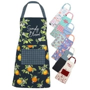 Mainstays Chef Kitchen Apron, 28" x 32" Lemon Cotton Bib Apron with Pockets for Cooking, Baking, Gardening in Navy