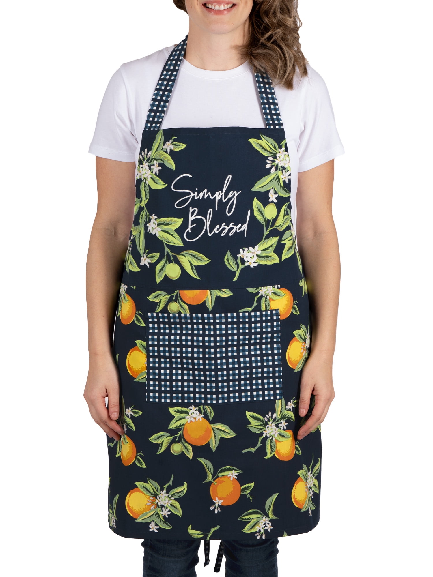 Women's Floral Cotton Apron With Pockets - Adjustable Ties For Cooking, Baking, Gardening