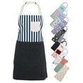 thumbnail image 1 of Mainstays Chef Kitchen Apron, 28" x 32" Stripe Cotton Bib Apron with Pockets for Cooking, Baking, Gardening in Navy, 1 of 10