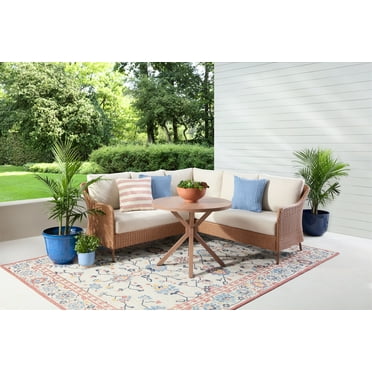 Mainstays Chelsea Outdoor Patio Steel 4-Piece Sectional Dining Set, Beige
