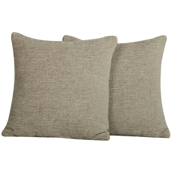 Mainstays Chenille Beige Square Pillows, 18'' x 18'', 2 Pack