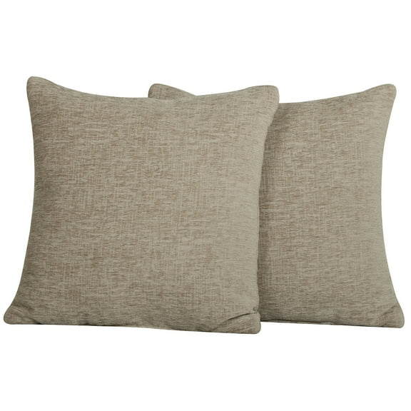Mainstays Chenille Beige Square Pillows, 18'' x 18'', 2 Pack