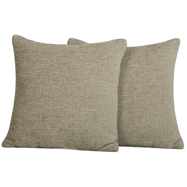 Mainstays Chenille Beige Square Pillow 18''x18'', 2 Pack