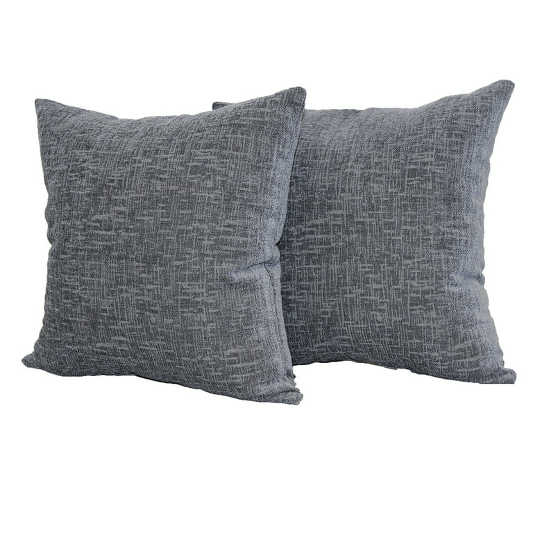 Mainstays Chenille Decorative Square Throw Pillow, 18 x 18, 2 Pack, Grey  