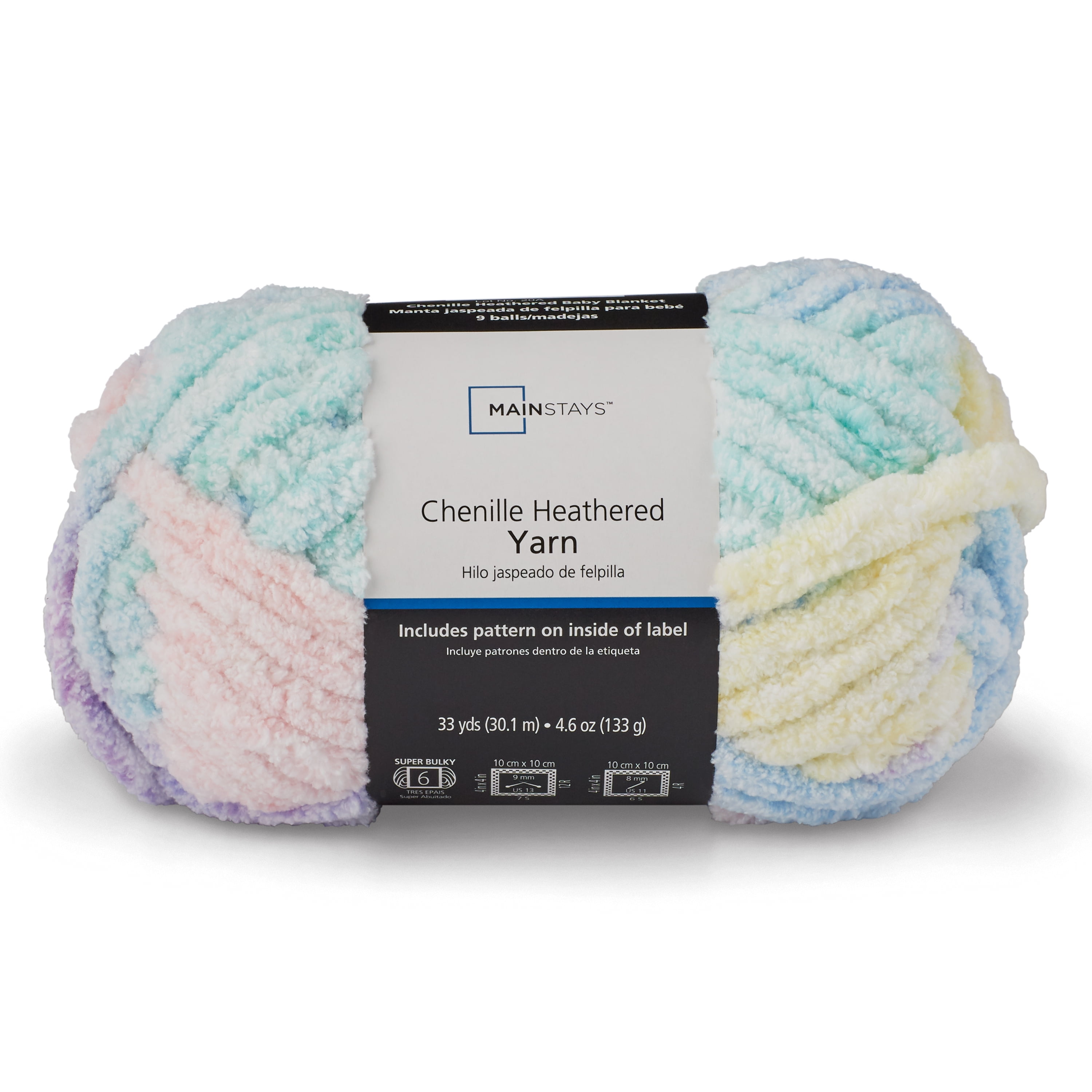 Mainstays Chenille Heathered Multicolor Yarn for Knitting