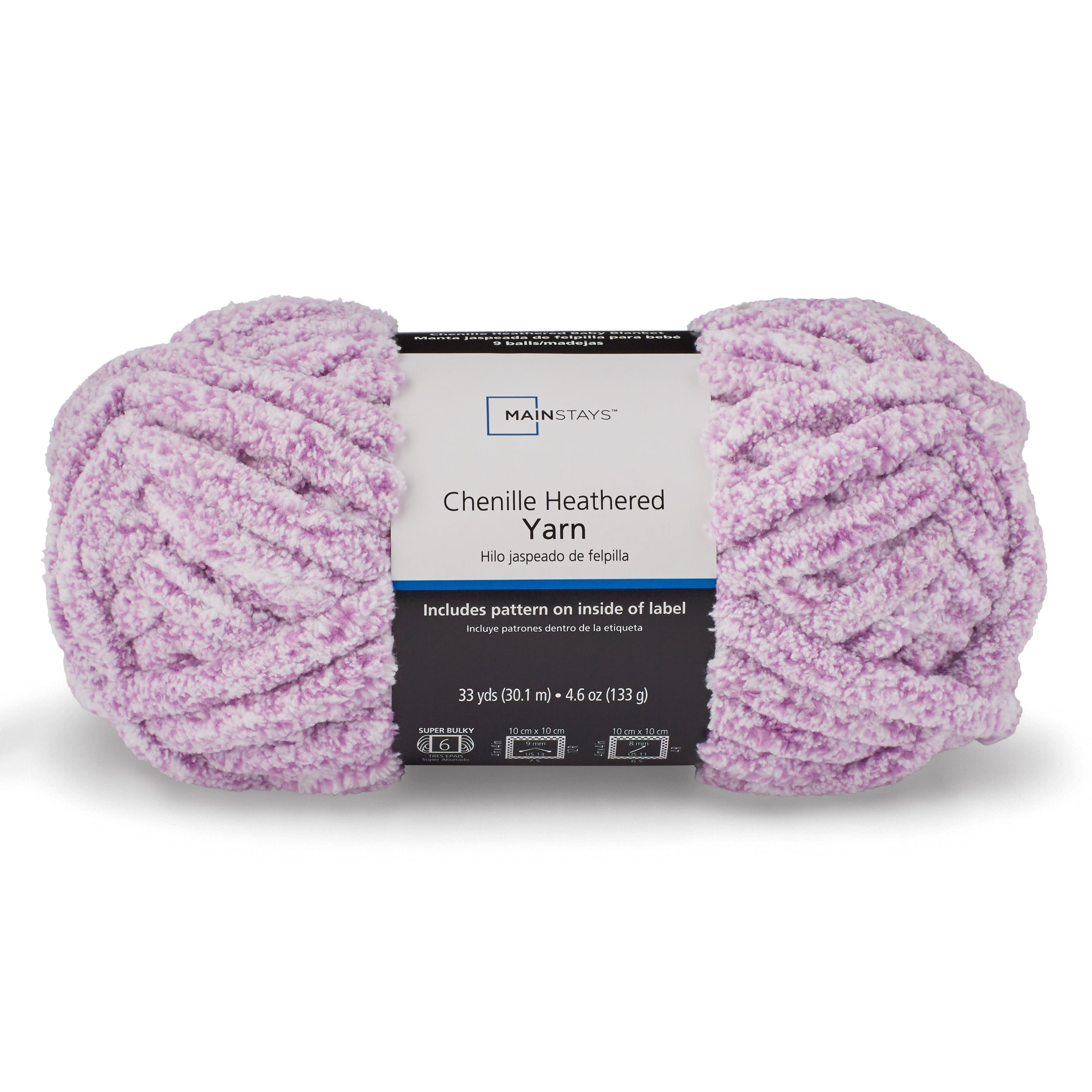 Mainstays Chenille Heathered Yarn 33 Yards Super Bulky Purple 100% ...