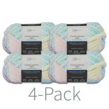 Mainstays Chenille Heathered Yarn, 33 yd, Multi Pastel, Super Bulky, Pack of 4